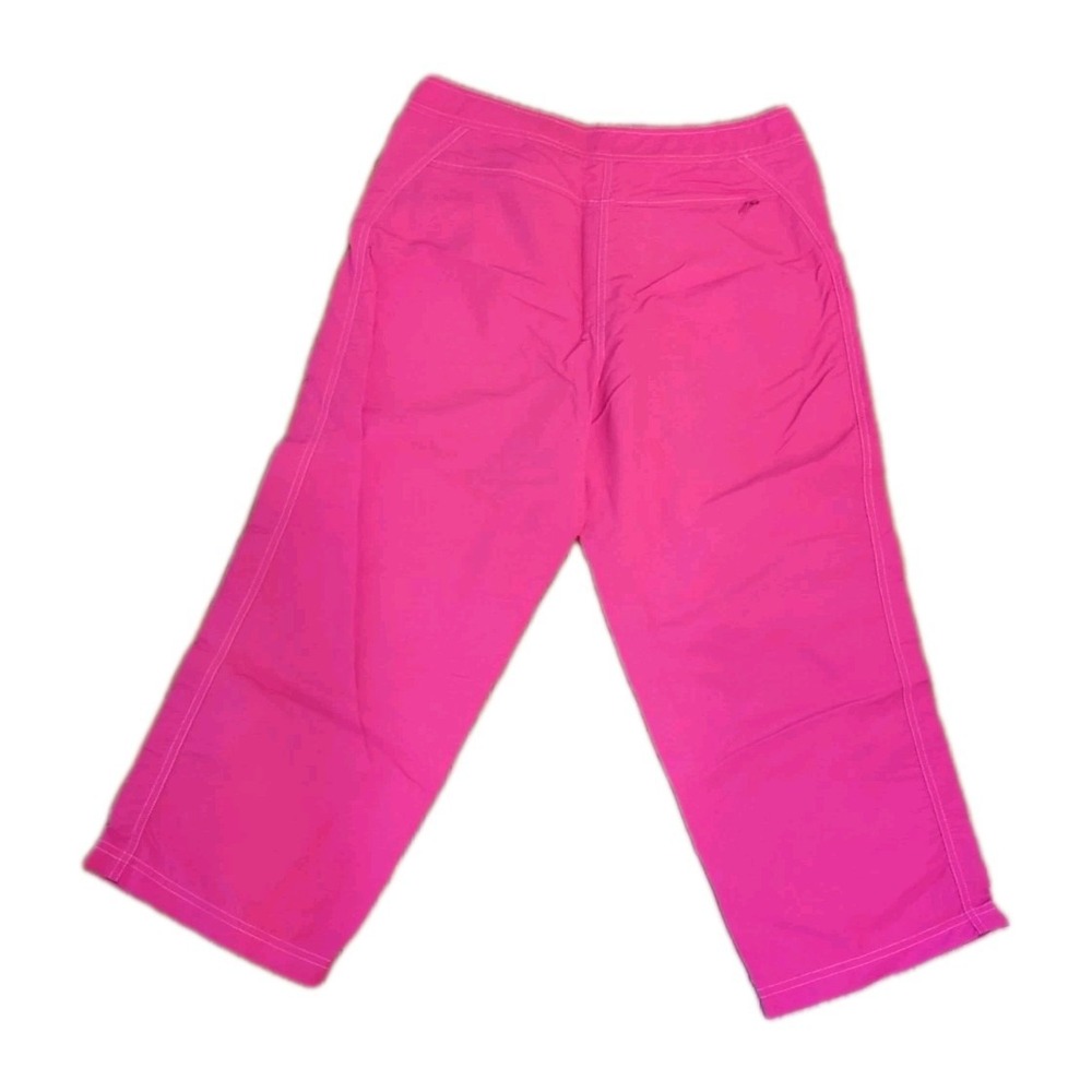 Cute LL Bean Cropped Hiking Nylon Supplex Pants Womens 10 Hot Pink Color Pockets - Picture 6 of 12